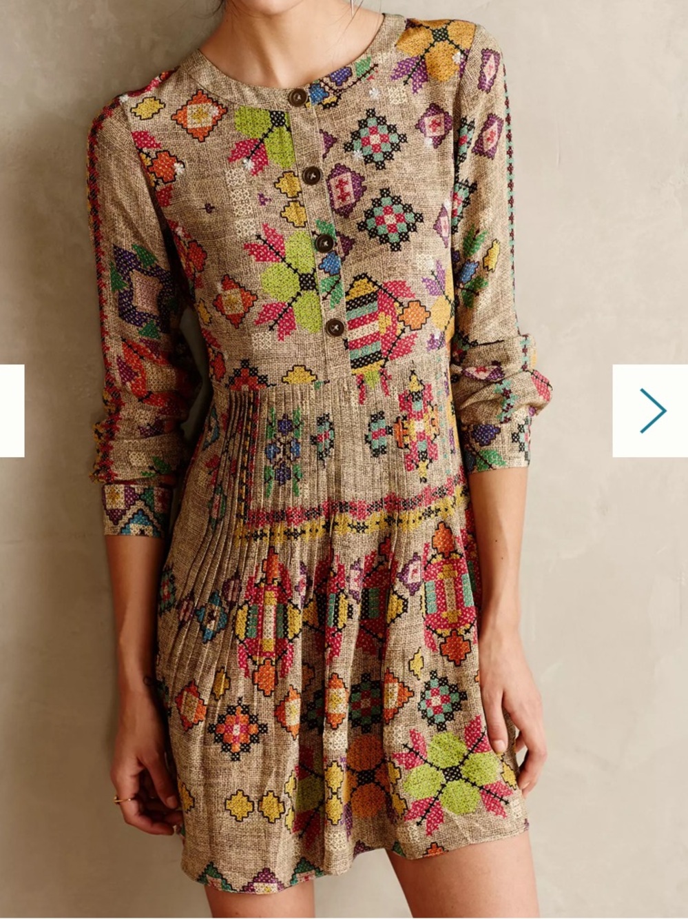 HEMANT & NANDITA Anthropologie Prima Pintucked 100% Silk Sequins Mini Dress 6P